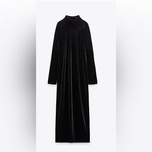Zara Hi collar midi dress with long sleeves. Back opening at back & hem